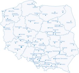 Harta tuturor centrelor de dializă NephroCare din Polonia