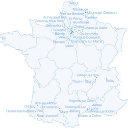 Harta tuturor centrelor de dializă NephroCare din Franţa